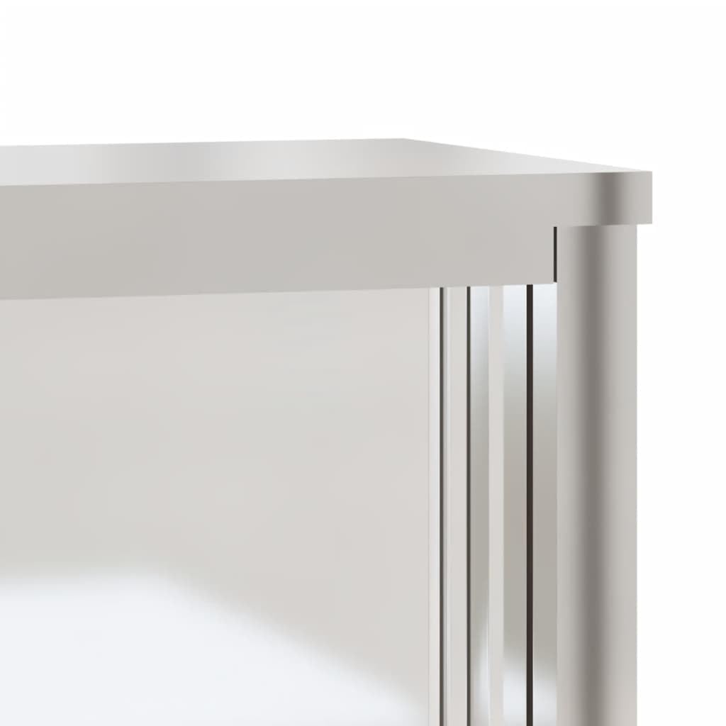 vidaXL Stainless Steel Kitchen Wall Cabinet with Sliding Doors - 43.3x15.7x18.1 in, Silver, Wall-Mount Storage for Commercial Kitchens, Bars, Schools, 376443