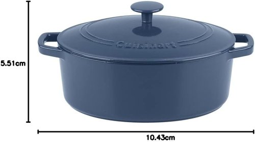 Cuisinart Enameled Cast Iron Oval Casserole - Provencal Blue, 5.5-Quart for Perfect Cooking