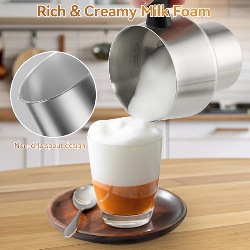 Secura 4-in-1 Electric Milk Frother and Steamer, 13.5oz with Detachable Dishwasher-Safe Stainless Steel Jug – Hot and Cold Foam Maker, Milk Warmer for Coffee, Lattes, Hot Chocolate - Induction Heating