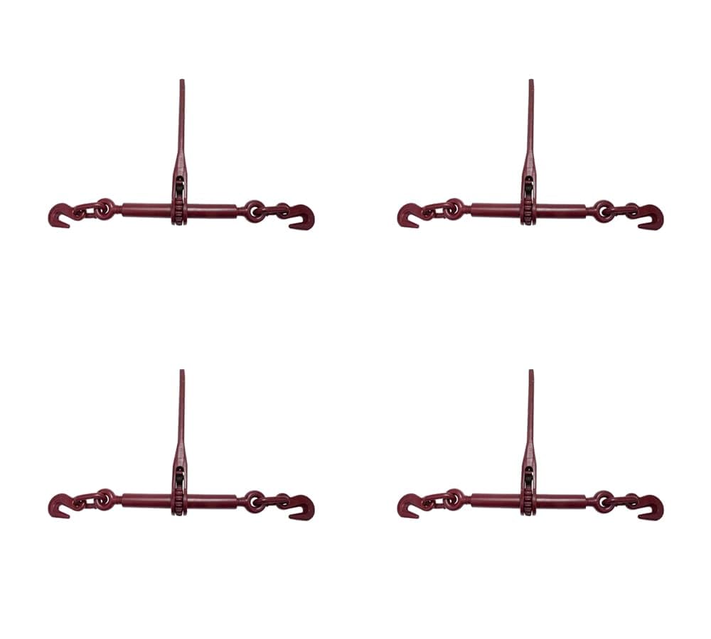 (4 Pack) Mytee Products 3/8"-1/2" Heavy Duty Ratchet Lever Load Binder w/Grab Hooks 9,200 Lbs Working Load Limit | Tie Down Hauling Chain Binders for Flatbed Truck Trailer
