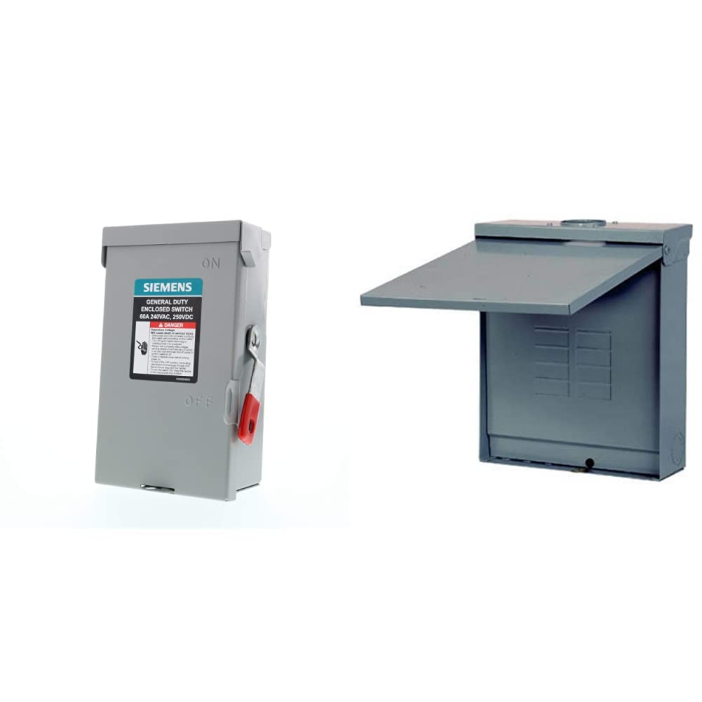 SIEMENS 2P 60A 240V General Duty Safety Switch Outdoor, Non-Fusible and SIEMENS W0816ML1125CU 125 amp Load Center