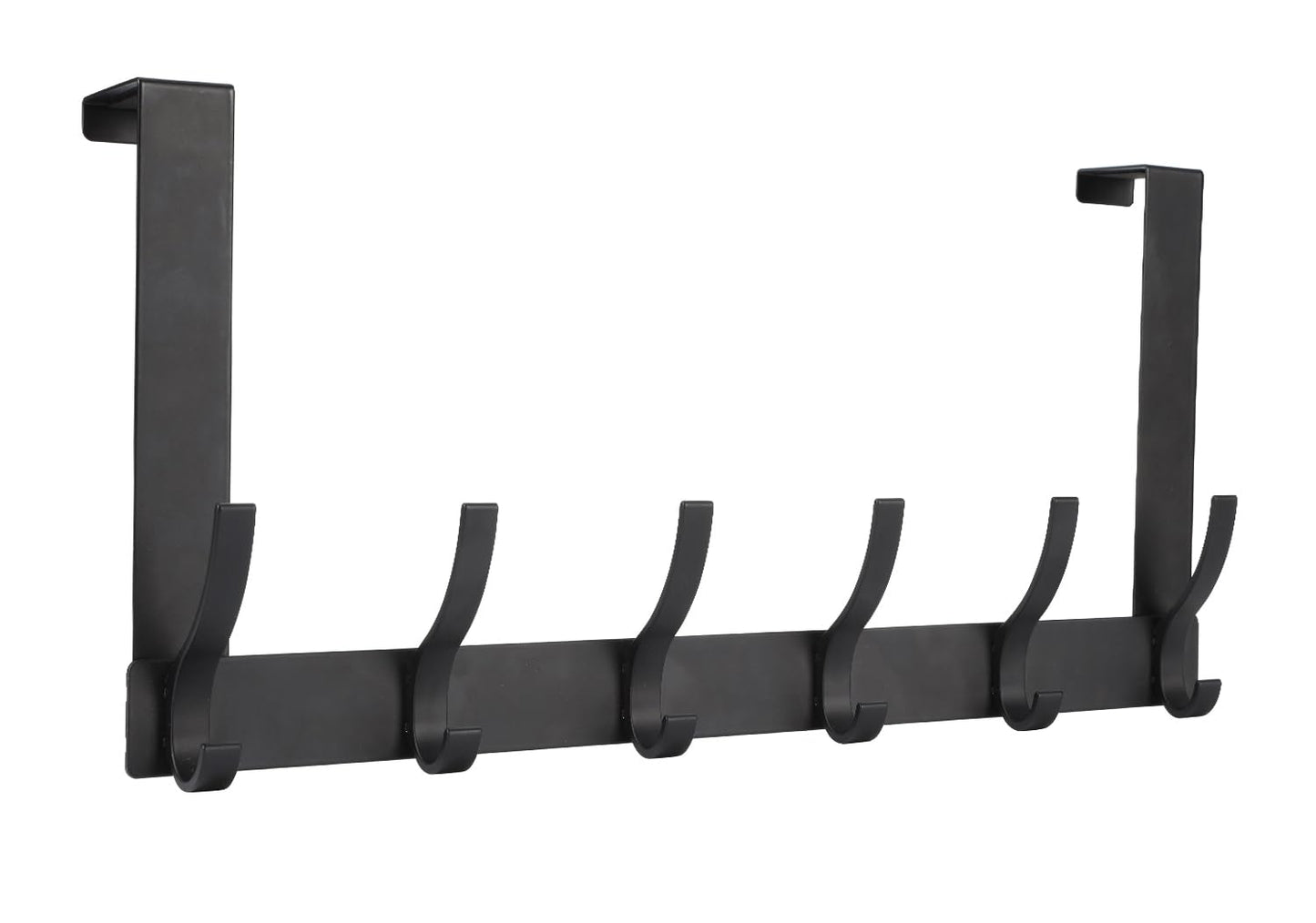 Optish Over The Door Hooks, Door Hanger Hooks for Hanging, Towel Racks for Bathroom with 12 Coat Hook, Coat Rack College Dorm Essentials Bathroom Accessories（1 Pack, Black）