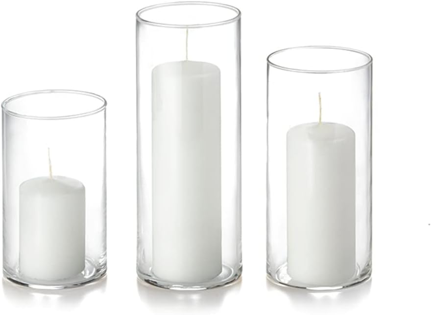 yummi Set of 12 Slim Pillars and Cylinder Vases - White