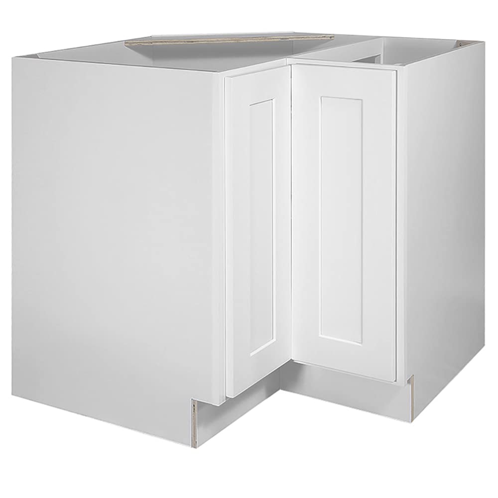 Brookings Shaker Unassembled Lazy Susan Kitchen Cabinet LS36, 36 W x 24 D x 34.5 H, Painted White, Solid Wood, Design House, 561431