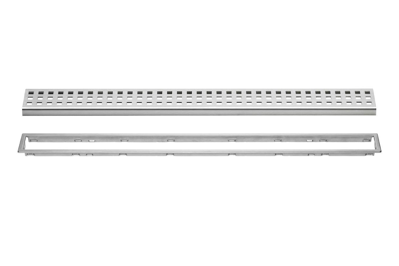 Schluter Kerdi-Line Brushed Stainless Steel Grate Kit for Tile and Stone Coverings - Adjustable, Square Design - 3/4" Frame, 24" Length - KL1B19EB60