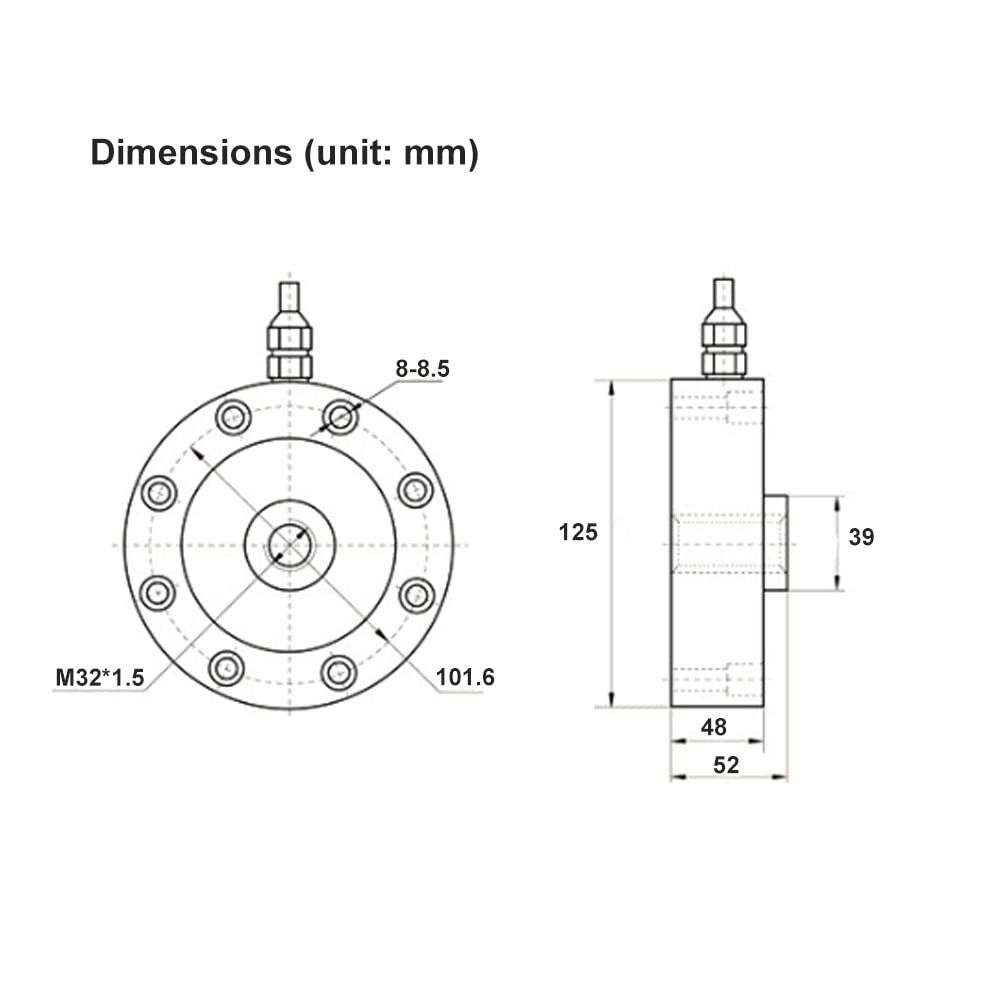 ATO 10ton Load Cell, Tension and Compression Load Cells 10ton, Spoke Type, High-Precision Strain Gauge Force Load Cell Sensor (1, 10ton)