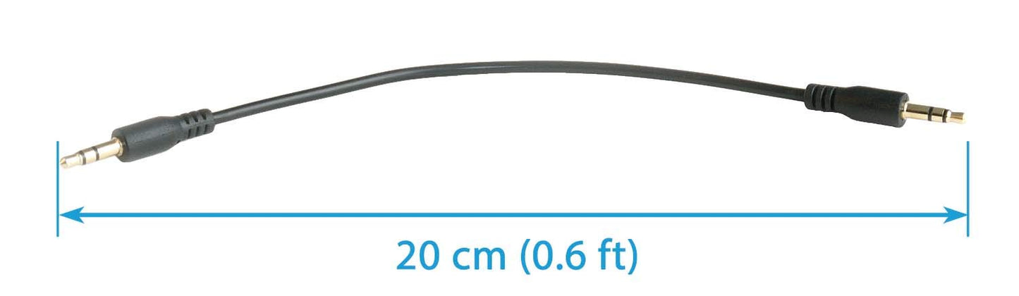 0.6ft 3,5mm valonic Short Audio Cable - - - AUX Cord for car, TV or Phone - Male to Male - Black