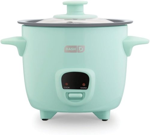 Dash Mini Ceramic Rice Cooker - Compact Single-Serve Cooker with Nonstick Pot & Keep Warm Function - Aqua