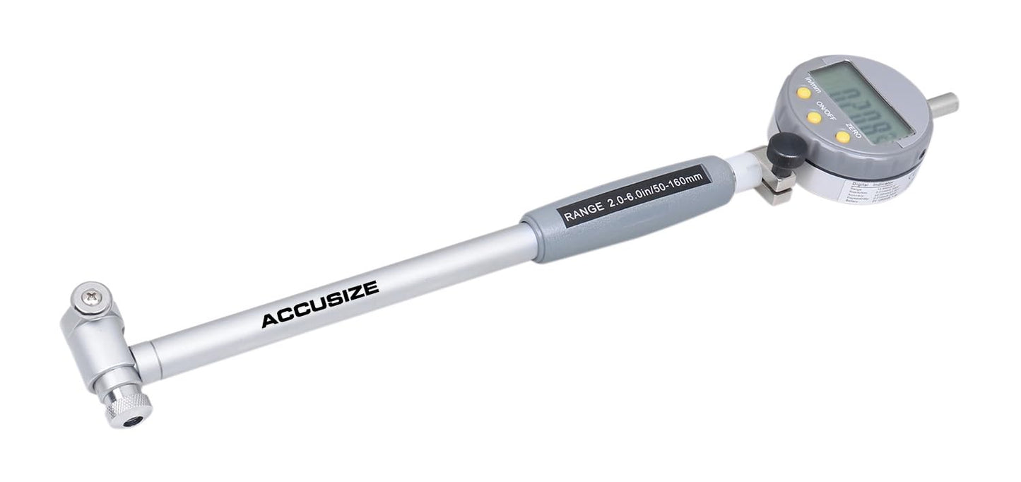 Accusize Industrial Tools 2-6 inch by 0.0005'' Digital Bore Gage, Stem Length 6'', Ee20-5274