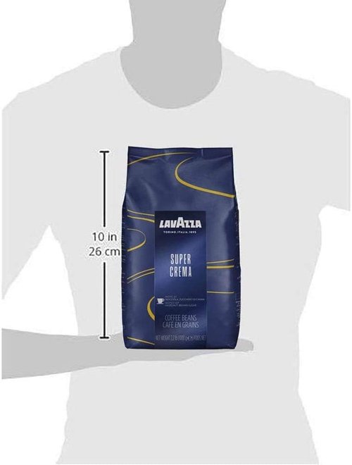 Lavazza Super Crema Whole Bean Coffee Blend - Light-Medium Espresso Roast, 2.2 lb (Pack of 3) | Premium Quality, Aromatic Flavor