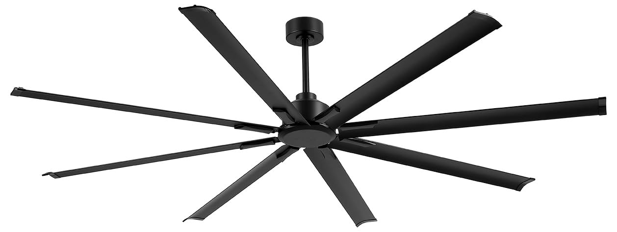 ZOEYON 96 Inch Industrial Ceiling Fan - Large Ceiling Fan with DC Motor, 3 Downrods, 6-Speed Remote Control, 8 Reversible Aluminum Blades, Black Commercial Ceiling Fans for Shop/Gym/Warehouse/Garage