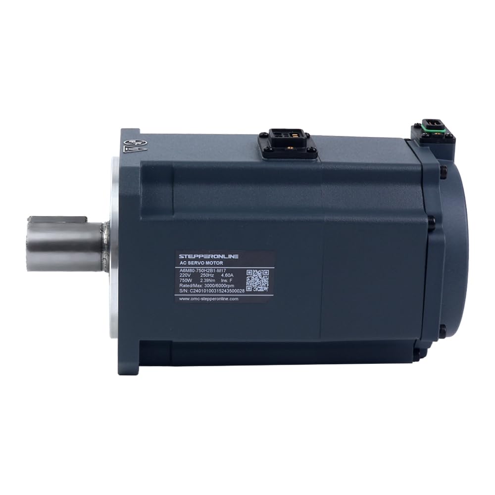 STEPPERONLINE AC Servo Motor kit EtherCAT A6 Series 750W Servo Motor 3000rpm 2.39Nm with Brake 17 Bit Absolute Encoder IP67 + 750W EtherCAT AC Servo Motor Driver+ 3.0M Cabels