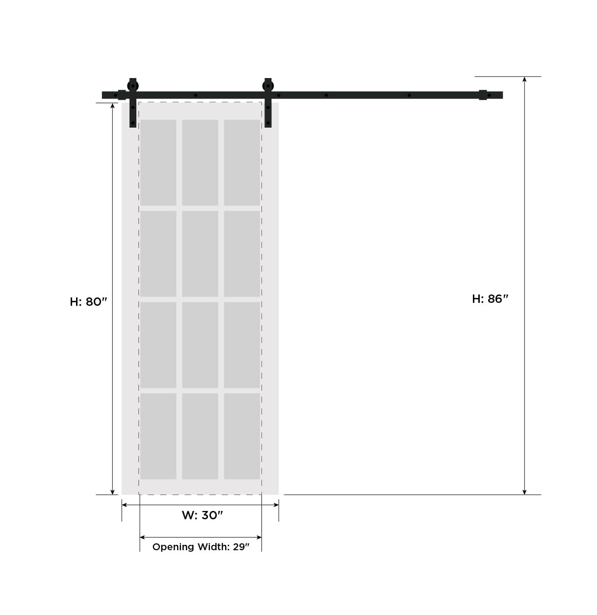 SARTODOORS Lucia 1299 | Interior Single Sliding barn Door with Mirror, Solid Wood, 30x80, White, Modern Style | Hardware Included