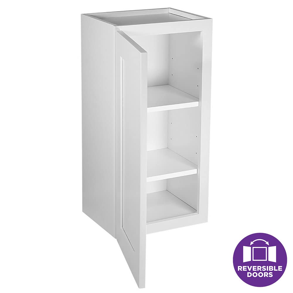 Design House Brookings Shaker Unassembled Wall Kitchen Cabinet W1230, 12 W x 12 D x 30 H, Painted White, Solid Wood, Design House, 561688
