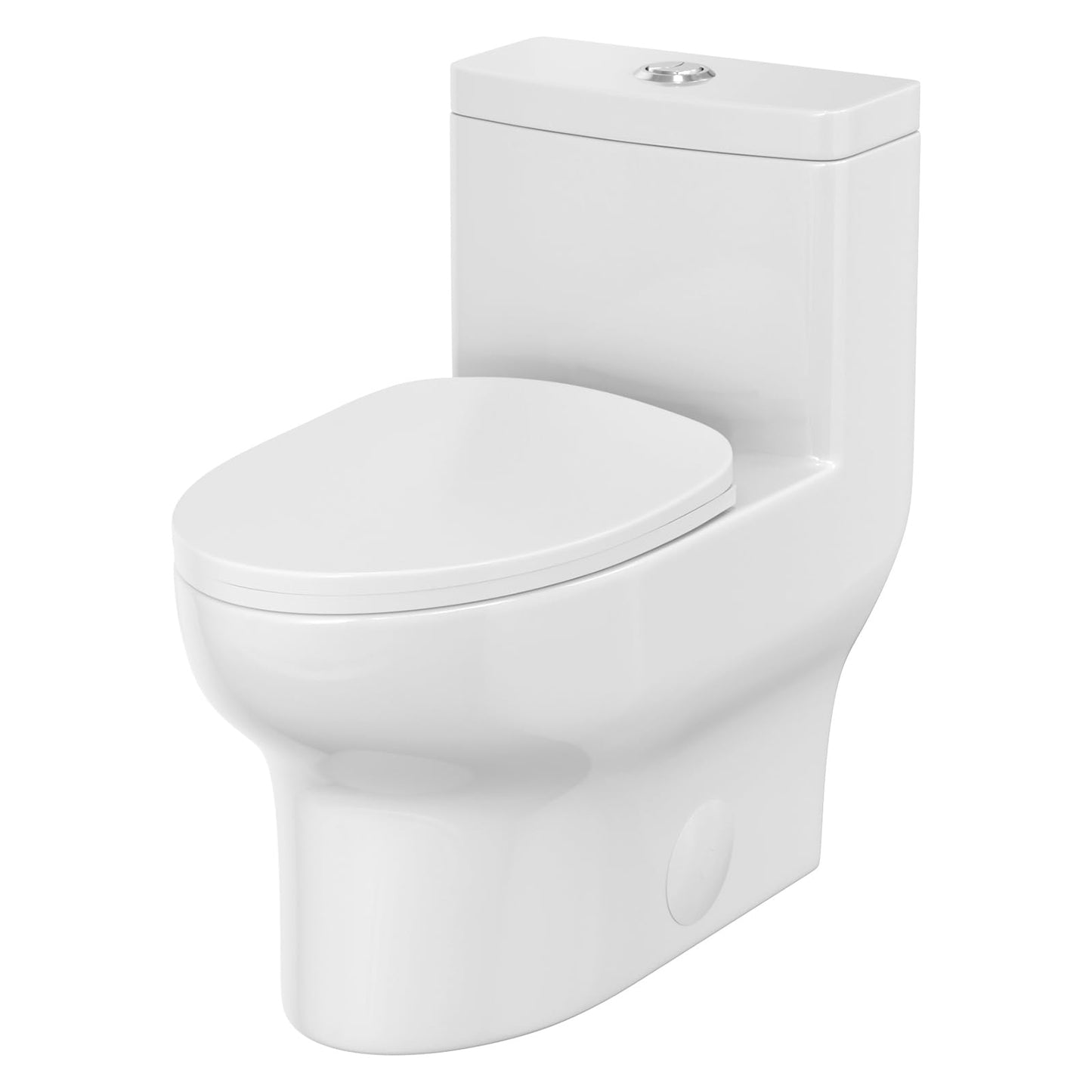 Donsdey Compact One Piece Toliet- Compact Toilet with 15.8'' Standard Seat Height Powerful Dual Fulsh Water Saving 1000g MAP ＆ 1.1/1.6 GPF 12'' Rough-in White Glossy Ceramic Toilets Bowl
