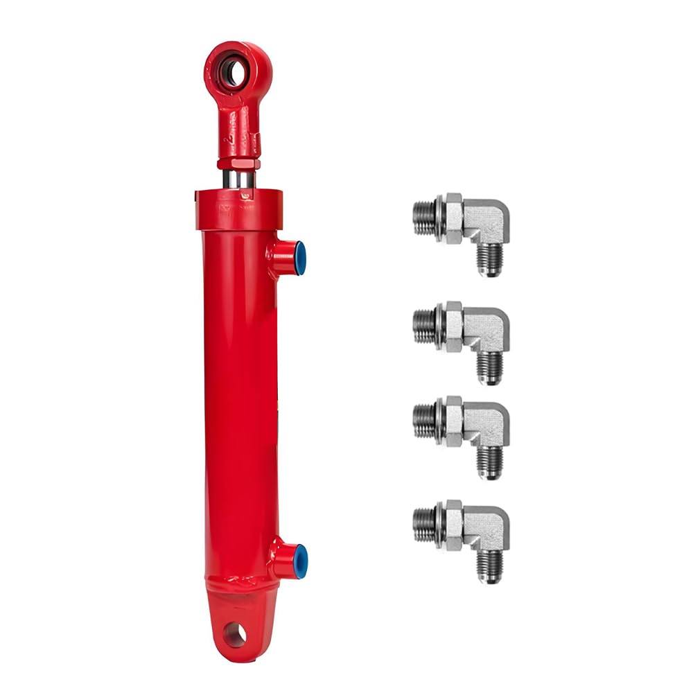 RHKING 2x10 Hydraulic Cylinder 3 Ton Double Acting Welded Hydraulic Cylinder 2" Bore x 10" Stroke with 3/8" JIC 37°(9/16"-18 Thread) Hydraulic End Connectors Maximum Thrust Force 6613lbs
