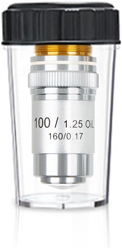 FTVOGUE 100X A100X 1.25 Achromatic Objective Lens, Brass Microscope Objective, High Magnification Numerical Aperture