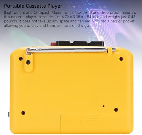 FOSA Cassette 4.7 3.3 1.5in Retro Player Recorder Portable AM FM Radio with Built in Speaker and Microphone for Home