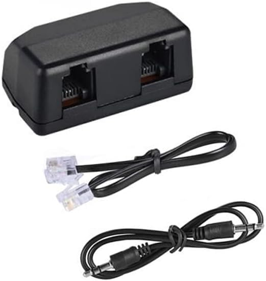 eoqo RJ11 3.5mm 2-Pack Analog Telephone Adapter Splitter for Telephone & Voice Recorder, Dual Ports