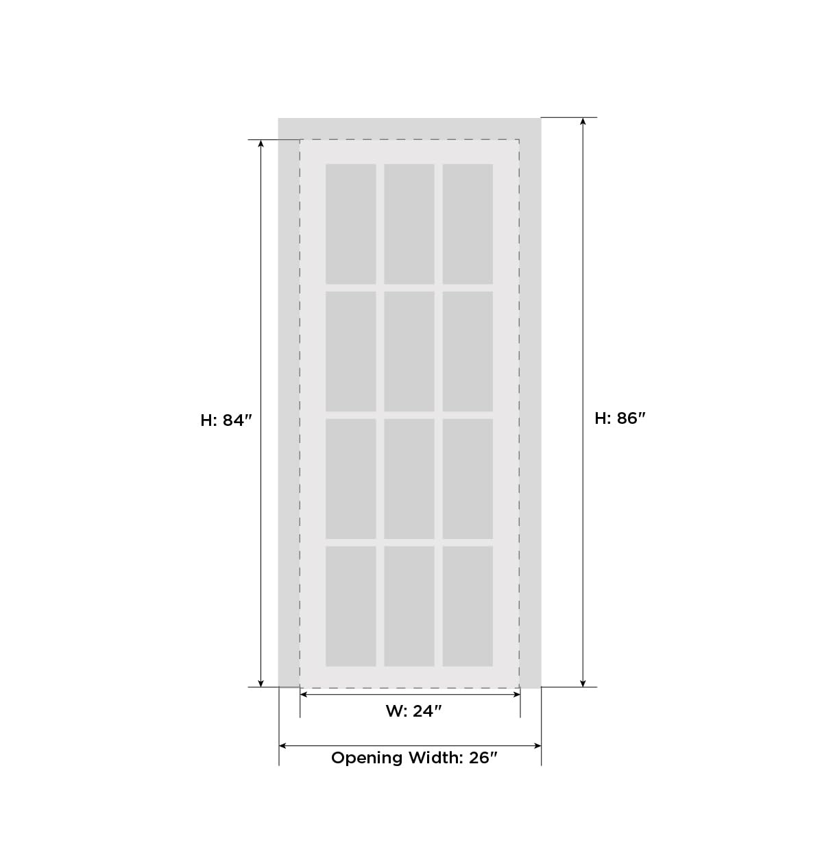 SARTODOORS Solid Interior French 24 x 84 inches | Quadro 4522 Matte Black with Clear Glass | Single Regular Panel Frame Trims Handle | Bathroom Bedroom Sturdy Doors