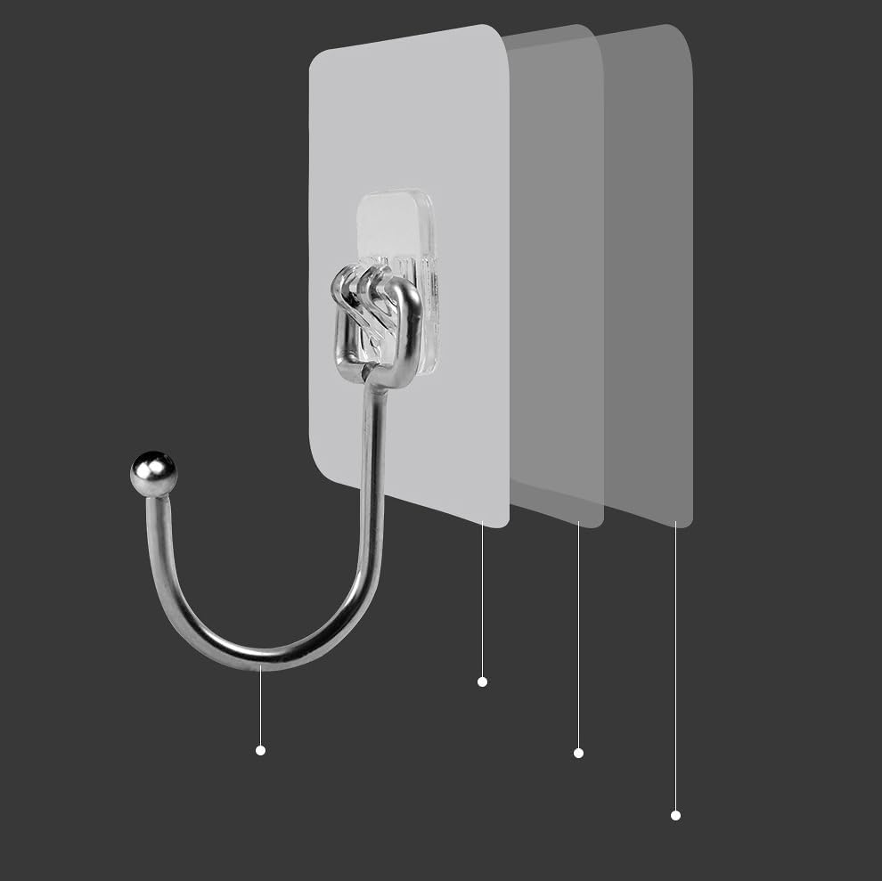 OVOV Heavy Duty Adhesive Hooks - Removable Wall Hooks for Towels, Coats, and Keys | Versatile Utility Hook