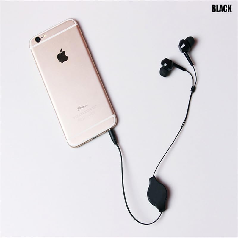 ThtRht 2 Pack 3.5mm MP3 Retractable Earbuds Wired Earphone Portable Plug Stereo in-Ear Headphone Wiring Ear Buds