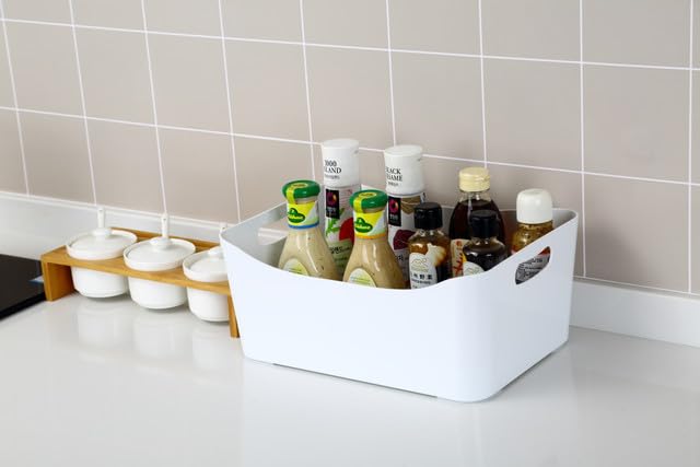 YBM HOME Storage Bins - Open Plastic Organizers and Storage Basket for Kitchen Pantry Organization, Under Sink Bathroom Storage, Toy Baskets, Food Storage Box Containers (Small - 12 Pack, White)