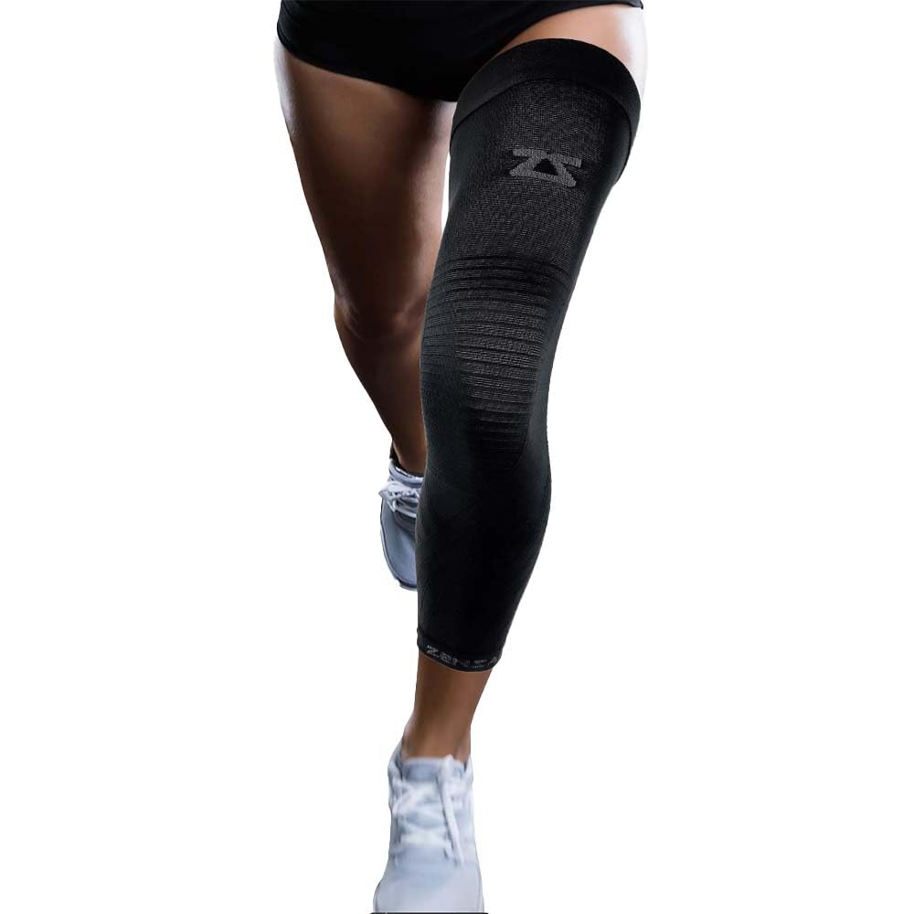 Zensah Full Leg Compression Sleeve - Long Full Length Support for Thigh, Knee, Calf for Men, Women, Running, Basketball, Football (Large, Black)