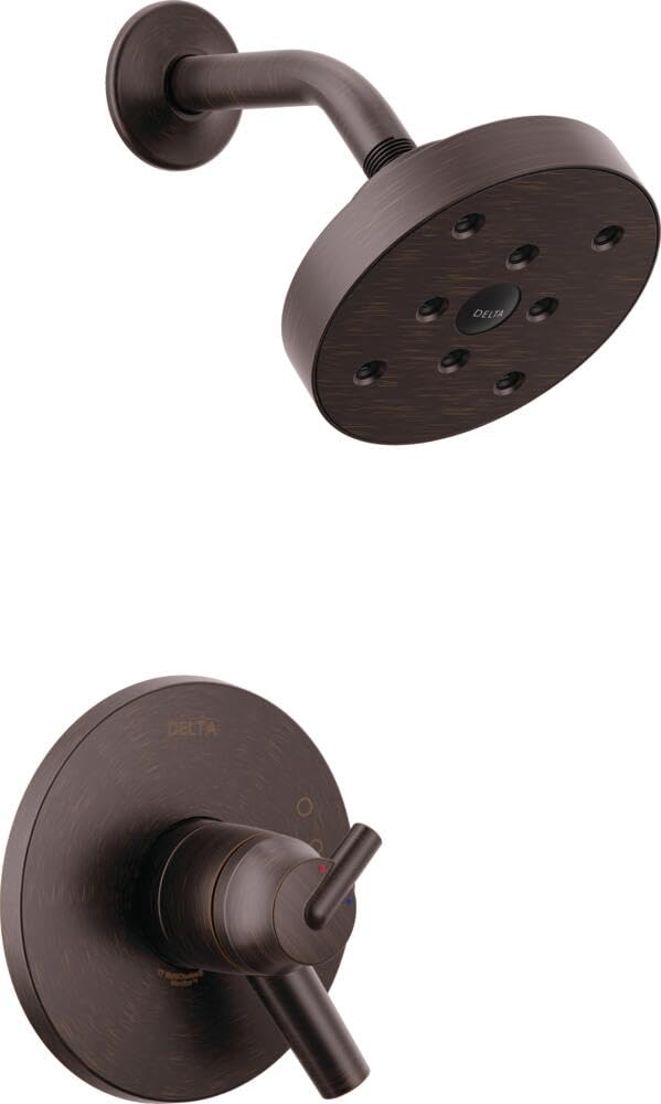 Delta Faucet Trinsic 17 Series Dual-Function Shower Trim Kit with Single-Spray H2Okinetic Shower Head, Venetrain Bronze T17259-RB (Valve Not Included)