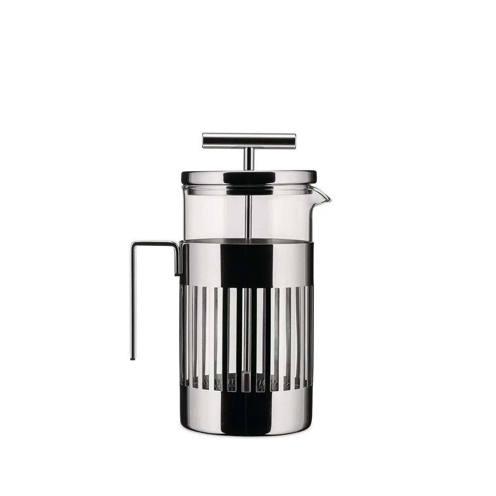Alessi 9094/8 - Design Press Filter Coffee Maker, 18/10 Stainless Steel, Mirror Polished and Glass, 8 Cups