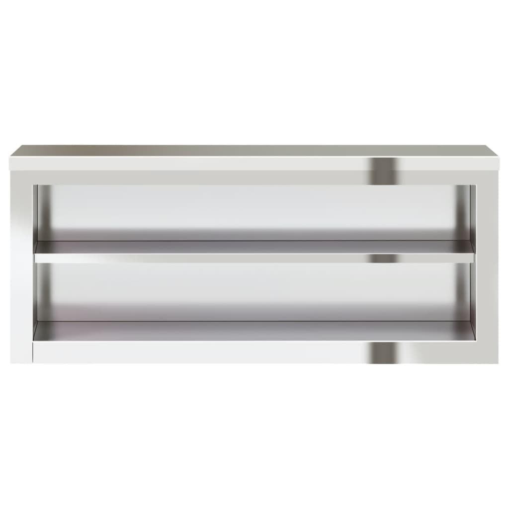 vidaXL Stainless Steel Wall-Mounted Kitchen Cabinet - Silver, 43.3""x15.7""x18.1"", Shelf Storage for Restaurants & Commercial Kitchens, 376445