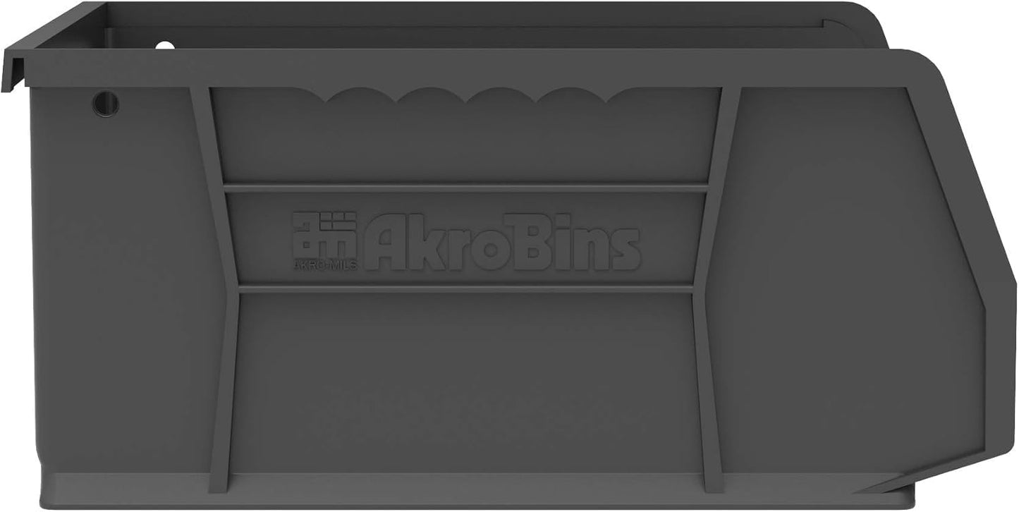 Akro-Mils Plastic Storage Bins - Space-Saving Stackable Organizers for Garage & Pantry | 11" x 11" x 5", Black, 6-Pack