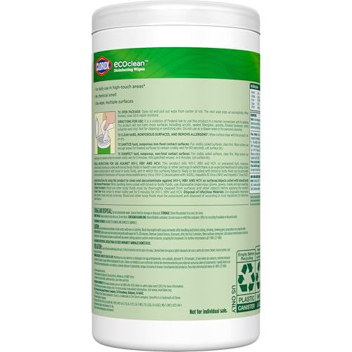 CloroxPro Clorox EcoClean Disinfecting Wipes, 75 Count, Pack of 3
