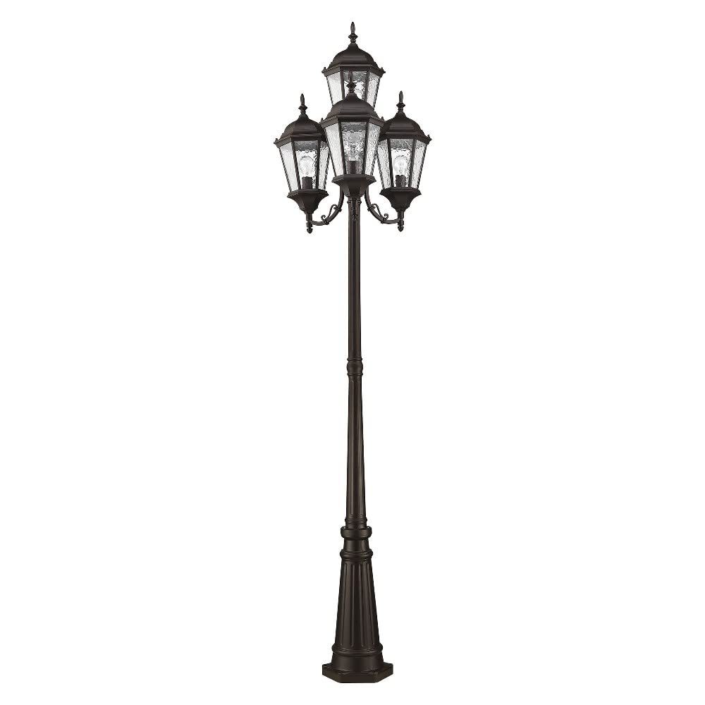 Livex Lighting 7557-07 Hamilton 4 Light Outdoor 4 Head Post, Bronze,25" x 24.5" x 28"