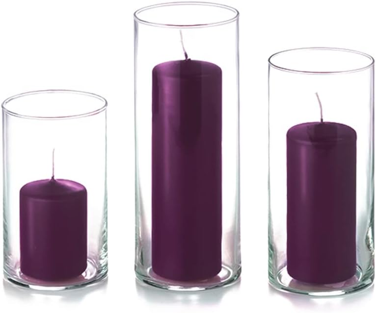 yummi Set of 12 Slim Pillars and Cylinder Vases - Purple
