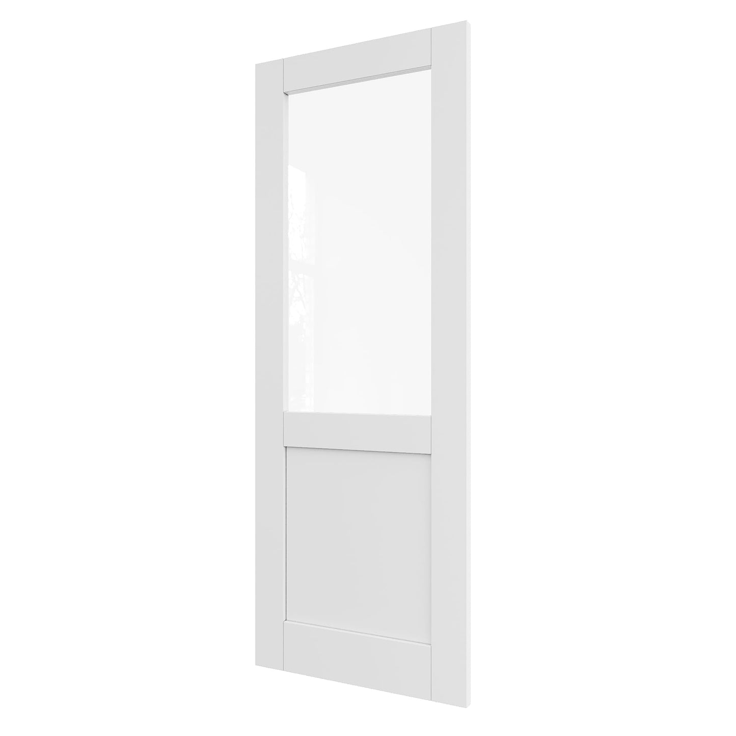 30" x 80" Clear Glass Slab Door, Half Lite Glass French Door Interior, Pre-Finished Paintable Single Panel for Living Room Pantry Laundry Closet Doors as Prehung, Pocket, Bifold Barn Doors