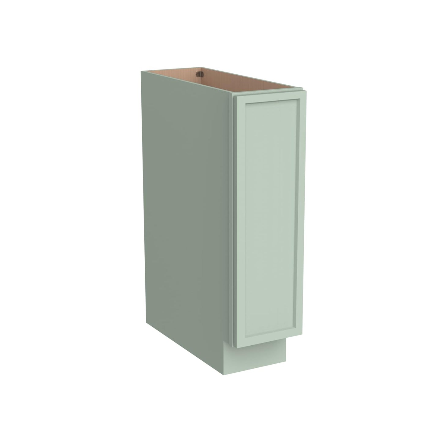 Solid Wood RTA Full High Door Cabinet Tray Base Cabinet Kitchen Grooming Organizer Utensil storage cabinet -with 1 Door 1 Shelf ( Jade Green, Cabinet:9”×24”×34-1/2”;Door:8-5/8”×3/4”×29-5/8”)