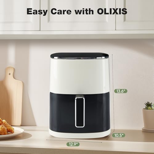 OLIXIS Air Fryer 6 Quart with Window Square Air Fryer 12-in-1 Air Fry, Roast, Reheat, Dehydrate, Bake, Steam, Fries, Custard, Chicken, Wings, Sea Food, Vegetabels,400F, White