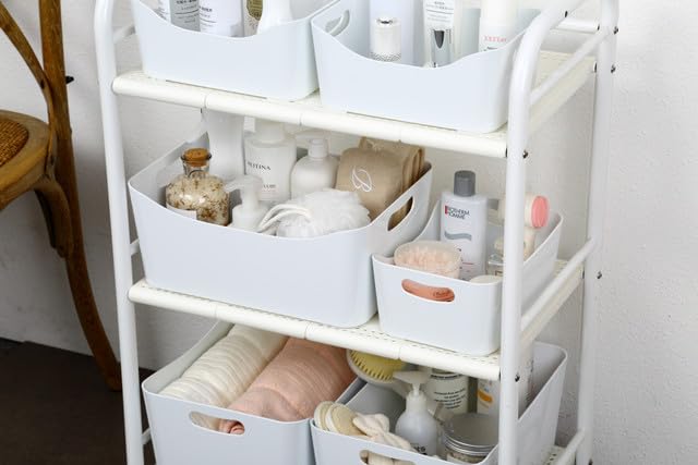 YBM HOME Storage Bins - Open Plastic Organizers and Storage Basket for Kitchen Pantry Organization, Under Sink Bathroom Storage, Toy Baskets, Food Storage Box Containers (Small - 12 Pack, White)