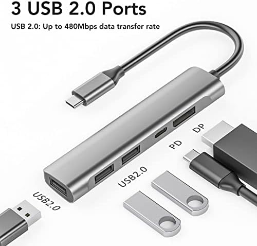 Sanpyl 4K 60Hz 60w 3 USB2.0 USB C Docking Station, USB C Hub USB C to DisplayPort Adapter, PD Charging Port, x USB C