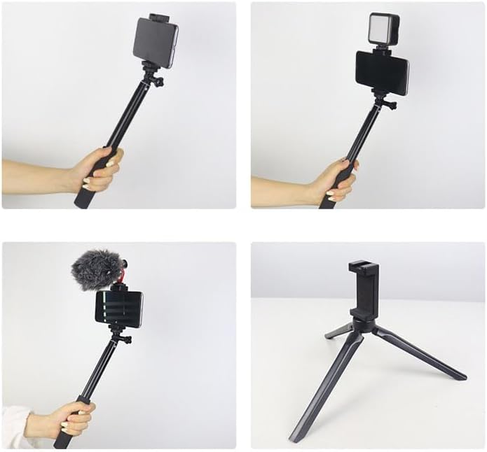 Reflex Camera 1/4 Phone Holder with Cold Shoe Mount Adjustable Smartphone Clamp with Tripod Thread, Compatible