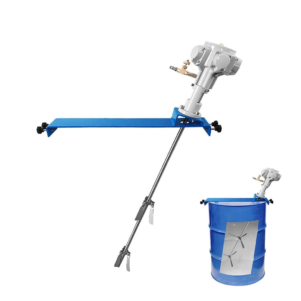TEBILIKU 55 Gallon Closed Head Drum Mixer 3/4HP Material Viscosity for 1-5000CP Pneumatic Tank Paint Stirring Air Agitator Foldable Blade for Paint, Ink, Chemical Material