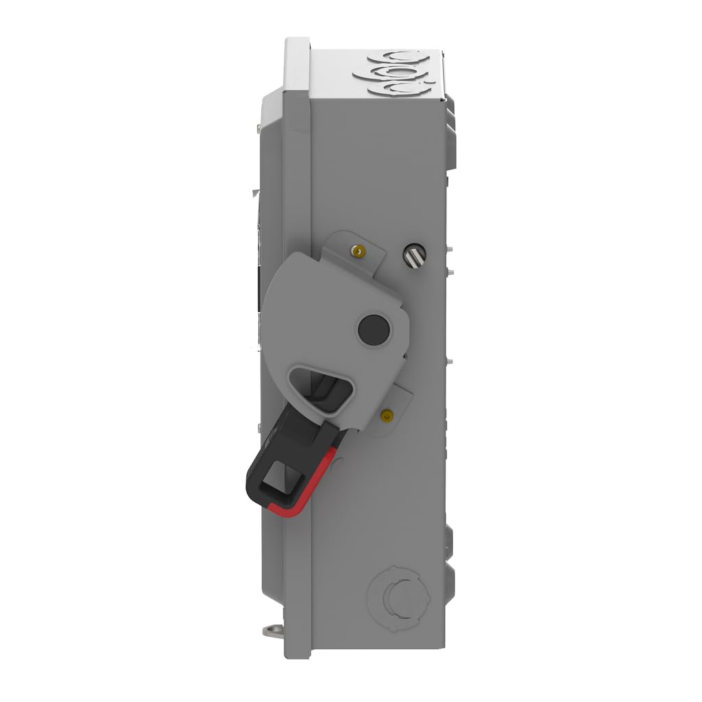 Square D by Schneider Electric VH221N VisiPact Heavy Duty Safety Switch with Viewing Window and Red (On) and Black (Off) Indicators, Fusible 2 Pole, 30A, 240VAC/250VDC, Type 1