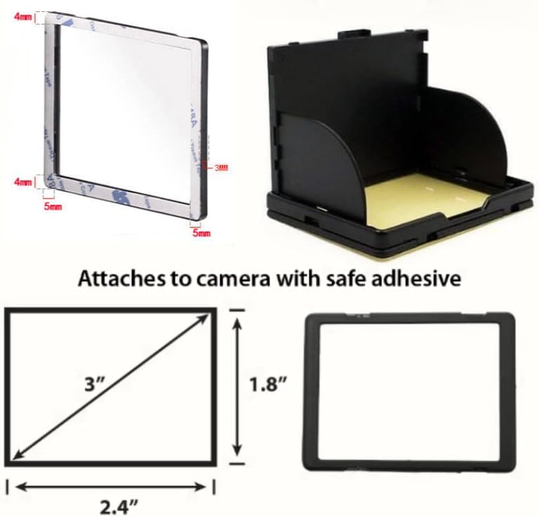 CasaNexa 3" LCD Screen Hood Sun Shade Foldable Anti-Glare Reflection Viewfinder Protector Display Guard Monitor Shield