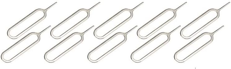 10-Pack Sim Card Tray Pin for iPhone and Android Phones - Steel