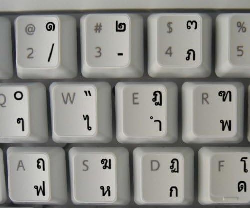 4Keyboard Thai Keyboard Stickers with Black Lettering ON Transparent Background