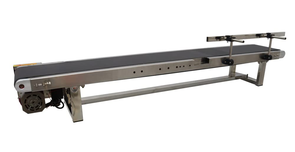 INTSUPERMAI PVC Desktop Conveyor Belt Systems Adjustable Speed PVC Belt Conveyor for Industrial Transport with Single Guardrail 59inch Length 7.8inch Width Black Belt 110V