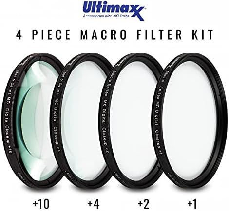 Ultimaxx 5 Set +1 +2 +4 +10 (49mm) Universal Piece Multi Coated HD Macro Close Up Lens Filter Kit for Canon Nikon Sony