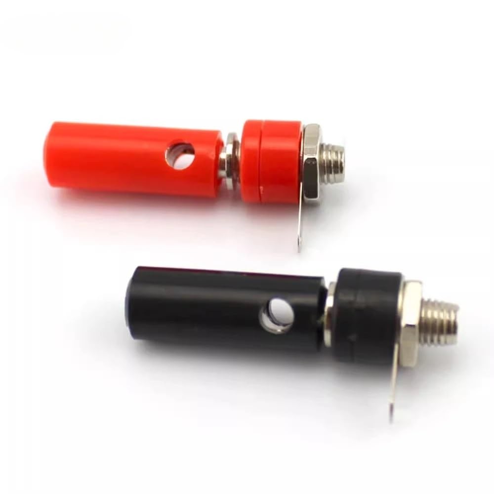 sjgqwt 10Sets 4mm Audio Speakers Banana Plug Screw + Socket Connector Kits Ja-ck Panel Terminal Red+Black DIY