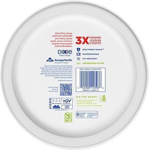 Dixie Ultra Disposable Paper Plates - 8.5 Inch Lunch & Light Dinner Size - 300 Count (10 Packs)